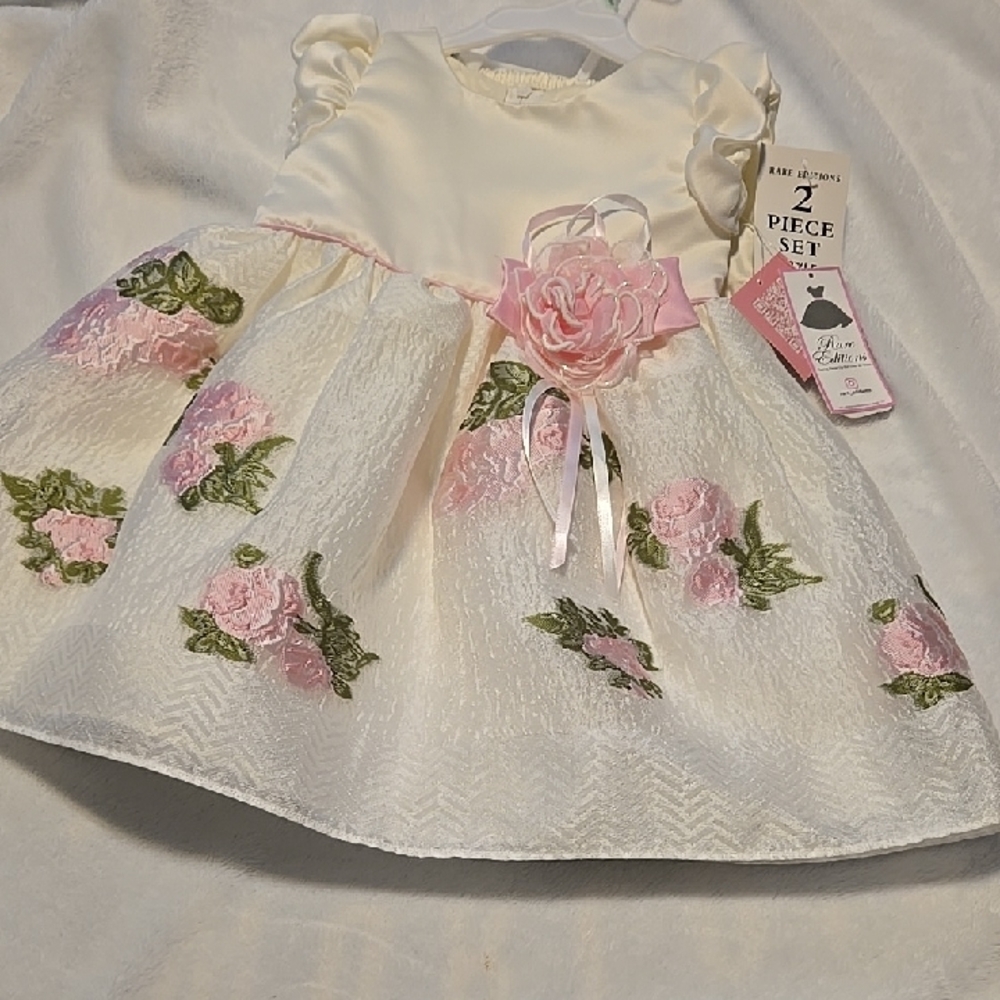 Nwt 18 Month Rare Editions Cream and Pink Floral Dress
